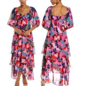 12 Hutch Pink Print Loisa Midi Dress NWT
